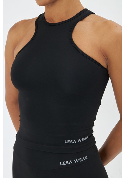 Sportempt Lesa Wear Çapraz Detaylı Basic Spor Crop Atlet Siyah