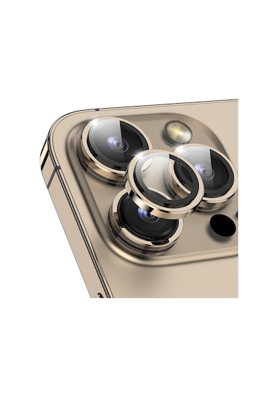Apple Uyumlu iPhone 14 Pro Max Raze Metal Kamera Lens Koruyucu Gold