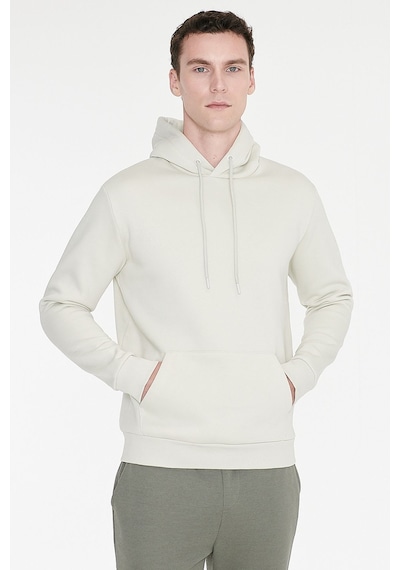 AC&Co / Altınyıldız Classics Erkek Bej Standart Fit Normal Kesim Kapüşonlu Kanguru Cepli Pamuklu Sweatshirt Bej