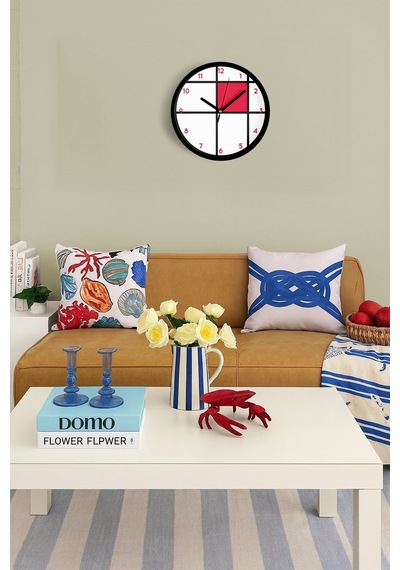 Geometrik Tasarım Modern Duvar Saati - 25cm - Önü Camlı Siyah Kasa - Sessiz Mekanizma-jh0416 Siyah