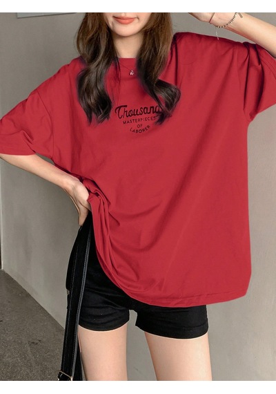 Unisex Thousand Baskılı Tasarım Tshirt Kırmızı
