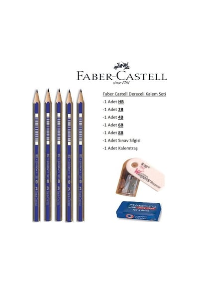 Faber-castell Resim Kalemi Faber Dereceli Kalem Seti Karakalem Seti Hb-2b-4b-6b-8b 5'li Set