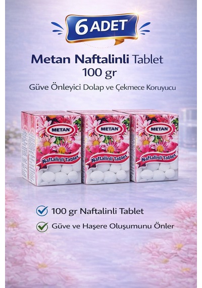 Metan Naftalinli Tablet 100 Gr Güve Önleyici Dolap Ve Çekmece Koruyucu 6 Adet