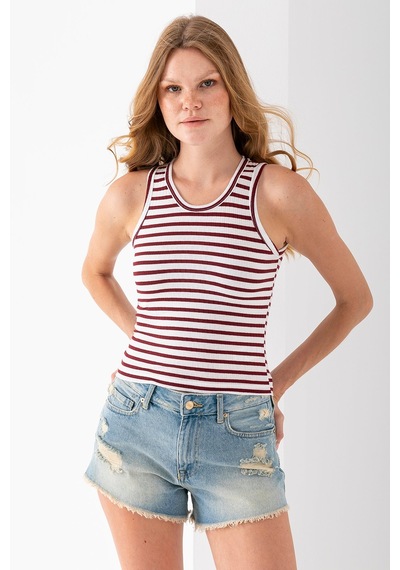 Giysa Kadın Bisiklet Yaka Çizgili Basic Body Bordo - 25510 Bordo Giysa Kadın Bisiklet Yaka Çizgili Basic Body Bordo - 25510 Bordo