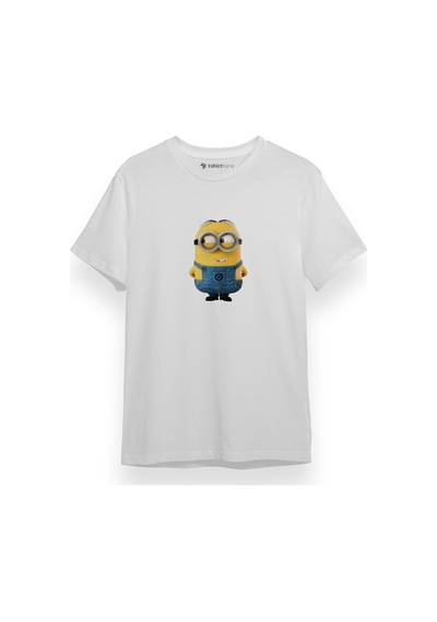 Sarı Minyon Beyaz Kısa Kol Erkek Tshirt 001