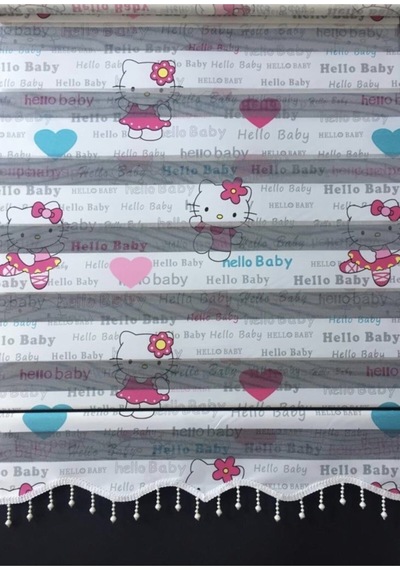 Hello Kitty Desenli Boncuklu Zebra Stor Perde Beyaz - 96158500 Beyaz