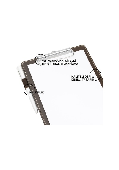 Sekreterlik,a5 Küçük Boy,kapaksız,a5 Clipboard Vegan Suni Deri,17,5x24,5 Cm.,kahverengi