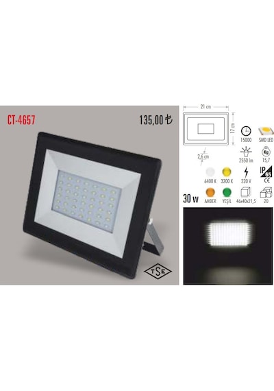 Cata Ct-4657 Slim Led Projektör 30w Beyaz Işık N11.571