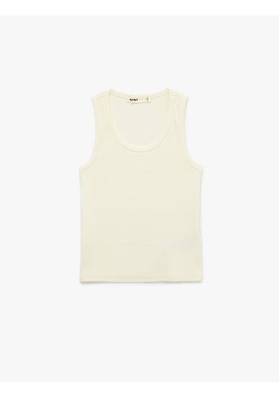 Koton Pamuklu Kaşkorse Slim Fit U Yaka Fitilli Atlet Beyaz 6sak10387ek