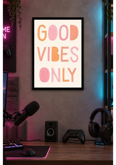 Pembe Yazılı Motivasyon Desenli Dekoratif Mdf Tablo, Çerçeve Görünümlü Ahşap Poster