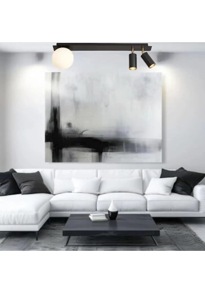 Rsylight Retro Masa Üstü 3 Lü 180derce Ledli Beyaz Opal Camlı Led Spot Beyaz Ampüllü Siyah