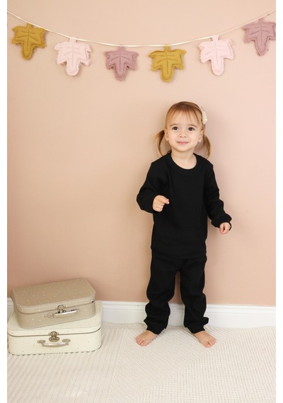 MiaBaby Kaşkorse Mevsimlik Pijama Takım Siyah