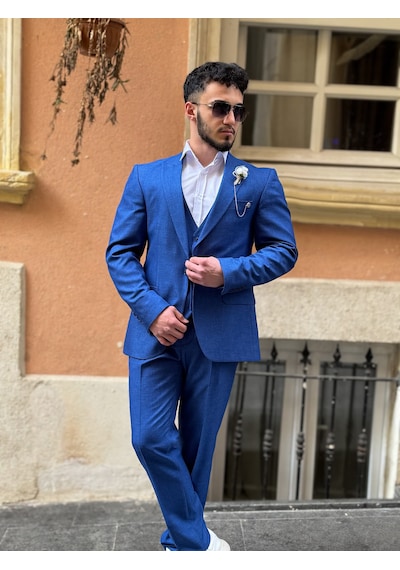 Dupont Classics Dupont Erkek Slim Fit 6 Drop Çift Yırtmaç Yelekli Takım Elbise Açık Lacivert Dupont Classics Dupont Erkek Slim Fit 6 Drop Çift Yırtmaç Yelekli Takım Elbise Açık Lacivert