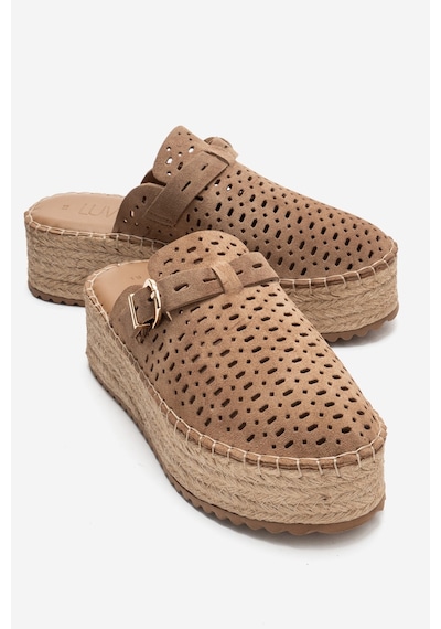 Luvishoes Louıs Toprak Süet Hakiki Deri Burnu Kapalı Hasır Dolgu Taban Terlik Toprak