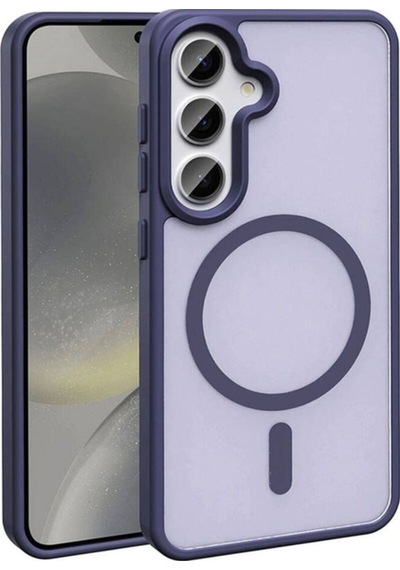 Galaxy S24 Plus Kılıf M-safe Şarj Özellikli Mat Arka Yüzey Zore Sio Kapak Koyu Mor