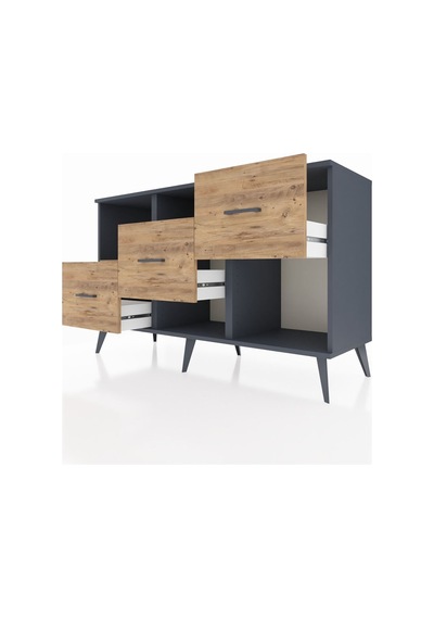 Kronos Konsol 2 Raflı 3 Çekmeceli 132x59x83 Antrasit-çam/çam Çam/çam Kronos Konsol 2 Raflı 3 Çekmeceli 132x59x83 Antrasit-çam/çam Çam/çam