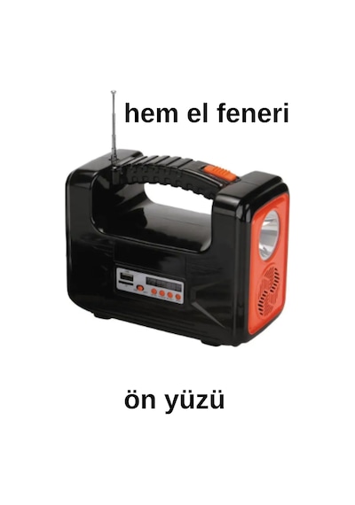 Solar Panelli Radyolu+bluetooth+mp3 Ve Telefon Şarj Özellikli Solar Kamp Lambası Turuncu