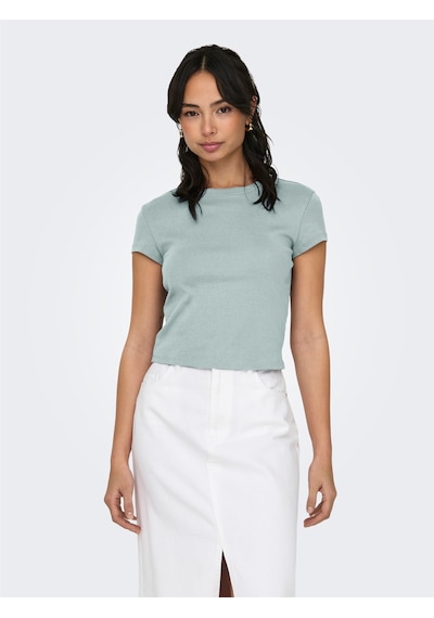 Onlelına S/s O-neck Short Top Jrs Noos Kadın Gri Bluz - 15320229
