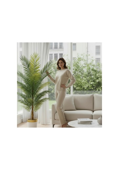 180 Cm Yapay Areka Beyaz Gold 30x30 Dekoratif Ağaç