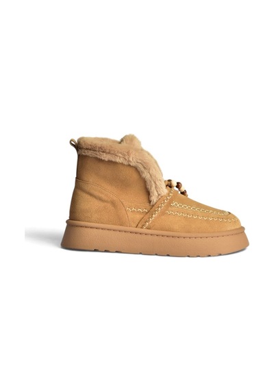 Fox Shoes Z357183561 Vizon Hakiki Deri Süet Kürklü Kadın Bot