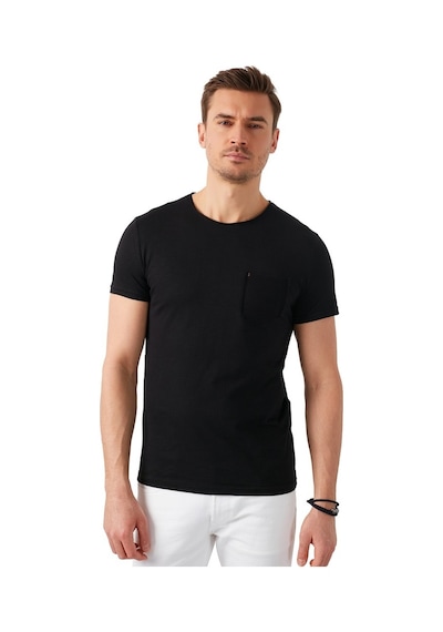 Buratti % 100 Pamuklu Slim Fit Bisiklet Yaka Cepli Erkek T Shirt 5902000 Siyah