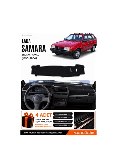 Lada Samara Enjeksiyonlu 1990-2004 Uyumlu Torpido Örtüsü, Torpido Kılıfı - Siyah-gri - Ld002