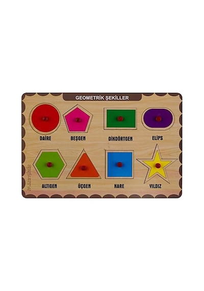 Maketçiniz Ahşap Tutmalı Eğitici Yapboz Geometrik Şekiller