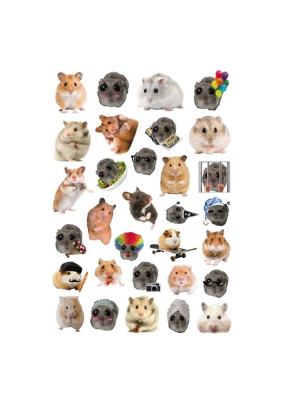 31 Adet Hamster Sticker Seti - Etiket Seti Scrapbook Bullet Journal Çok Renkli