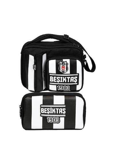 Beşiktaş Beşiktaş 1903 Baskılı Siyah - Beyaz Erkek Çocuk Okul Beslenme Çantası Ve Kalemlik Seti - Setbjk26359 Beyaz - Siyah