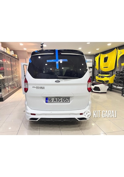 Kit Garaj Ford Tourneo Courier 2014-2023 Egzoz Görünümlü Boyasız Mat Siyah Arka Ek Plastik