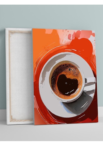 Kahve Kalbi Dijital Sanat Mutfak Kanvas Tablo - Tuval Tablo -