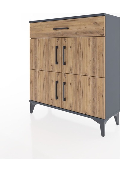Arges Şifonyer 3 Raflı Tek Çekmeceli 4 Kapaklı 88x30x96 Antrasit-çam Antrasit
