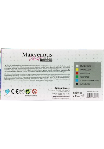E&d Art Marvelous 6x60ml Akrilik Boya Canlı Renkler Set / Ed.5526