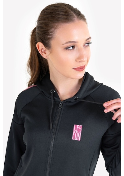 Lescon Siyah Kadın Fermuarlı Kapüşonlu Sweatshirt 23n-2128