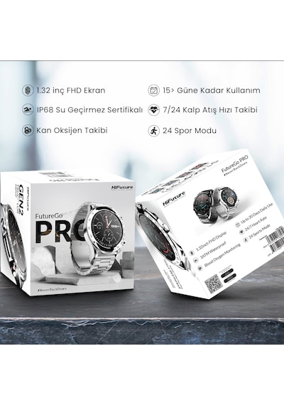 HiFuture FutureGo Pro 1.32" BT Arama AMOLED Ekran IP68 Su Geçirmez Akıllı Saat