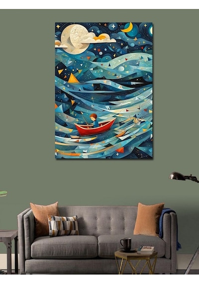 Kanvas Tablo Kayıktaki Çocuk 70cmx100cm