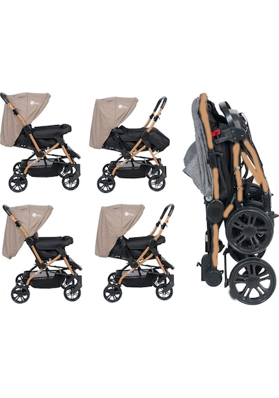 Turhan Bebe 3 Kademe Yatış Pozisyonu Ebeveyn Kontrol Penceresi Çift Yönlü Bebek Arabası Yağmurluk 465468546