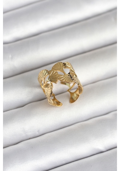 316l Çelik Gold Renk Yelpaze Model Kadın Yüzük 5886 Altın