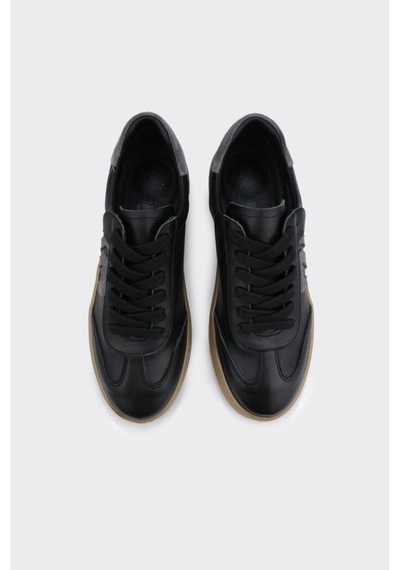 Derinet Hakiki Deri Comfort Taban Kadın Sneaker Siyah Siyah