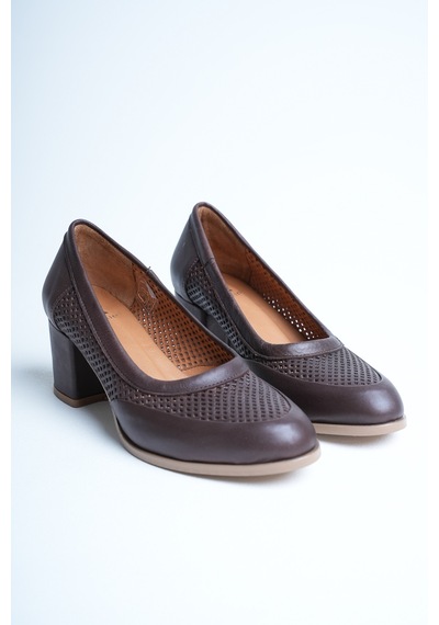 Analin Shoes Kadın Hakiki Deri Günlük Topuklu Ayakkabı Kahve