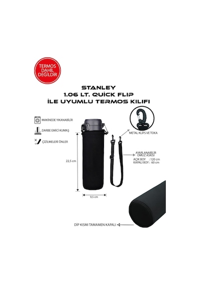 Quick Flip 1.06 Lt. İle Uyumlu Omuz Askılı Termos Kılıfı Çok Renkli