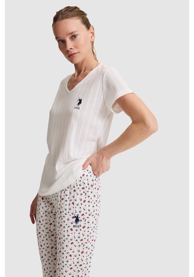 U.s. Polo Assn. Kadın Ekru Pijama Takım 50327970-vr019 Ecru