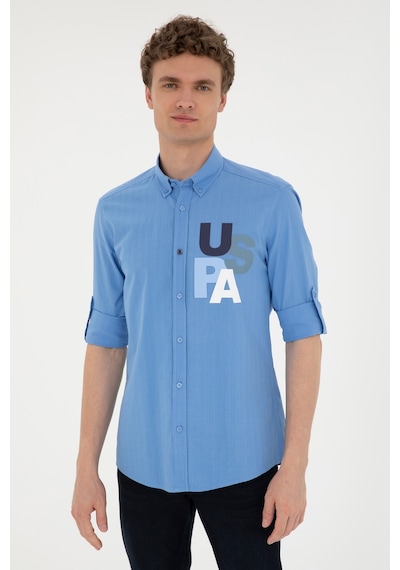 U.s. Polo Assn. Erkek Açık Mavi Gömlek Desenli 50283781-vr003 Mavi