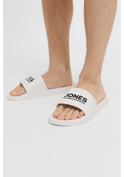 Jack & Jones Erkek Jfwollıe Yazı Detaylı Terlik 12236477 Beyaz Beyaz