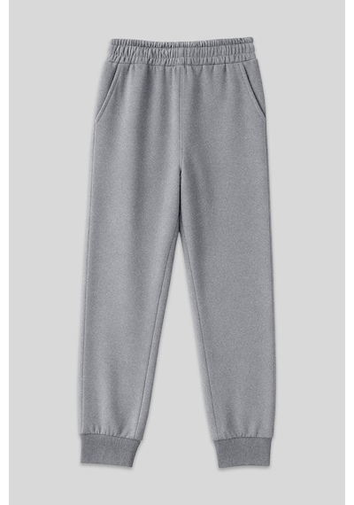 Tommy Life Gri Melanj Yüksek Bel Jogger Rahat Form Manşetli Kadın Eşofman Alt - 94561 GRİ MELANJ