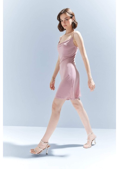 Defacto Coool Degaje Yaka Askılı Mini Elbise F5575ax25smbr138 Bordo