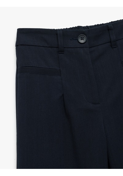 Koton Pileli Viskon Karışımlı Geniş Paça Pantolon Lacivert 6wkg40013aw Lacivert