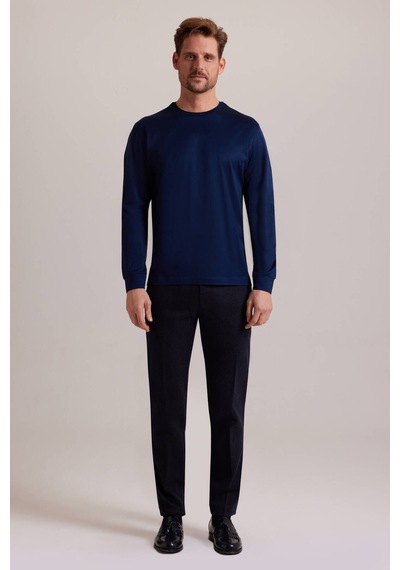 Ysf Erkek Lacivert Bisiklet Yaka Sweatshirt