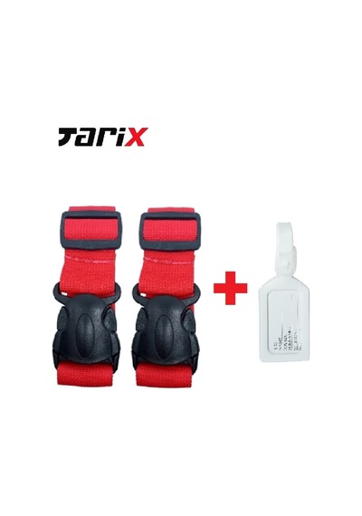 Tarix 2 Adet Kırmızı Valiz Kemeri + 1 Adet Beyaz Valiz Etiketi Kırmızı
