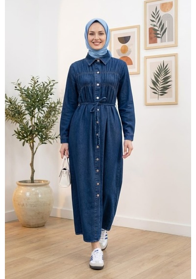 Hb Harma Time Butik Kadın Beli Bağcıklı Boydan Düğmeli Koyu Mavi Kot Tesettür Elbise Koyu Mavi Koyu Mavi Hb Harma Time Butik Kadın Beli Bağcıklı Boydan Düğmeli Koyu Mavi Kot Tesettür Elbise Koyu Mavi Koyu Mavi